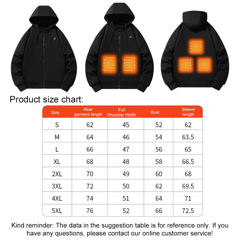 Electric Heated Hoodies Long Sleeve Streetwear Winter Warm Heated Clothes Thermal Heated Jacket for Men and Women